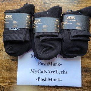 Vans Classic Half Crew Sock 3-Pack Black Women's 6.5-10 (9X Pairs TOAL) BNWT!